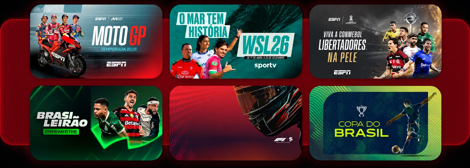 Seleção ilustrativa de esportes e canais
